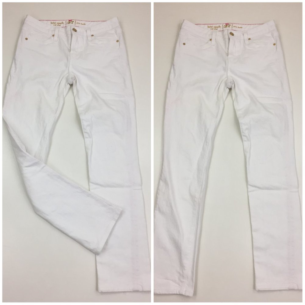 KATE SPADE New York White Gold Hardware Dark Pink Stitching Perry Street Jeans
